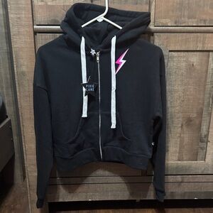 Black Hoodie with Pink Lightning Bolt